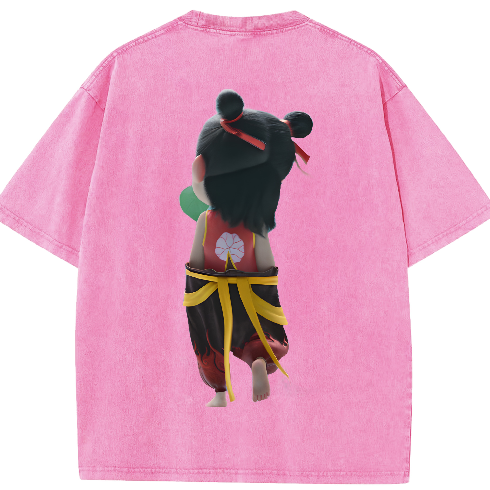（画像用） Ne Zha 2 ナタ 魔童の大暴れ 綿100% ヴィンテージ風 半袖Tシャツ（背面プリント）